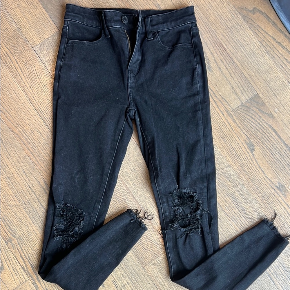American Eagle, summer, black, distressed jeans